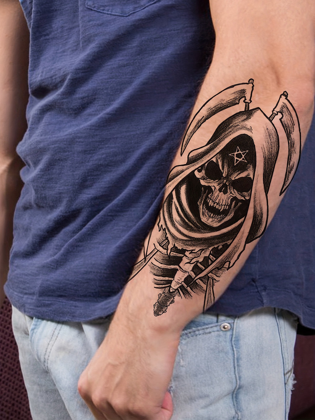 Realistic Death Skull Temporary Tattoo